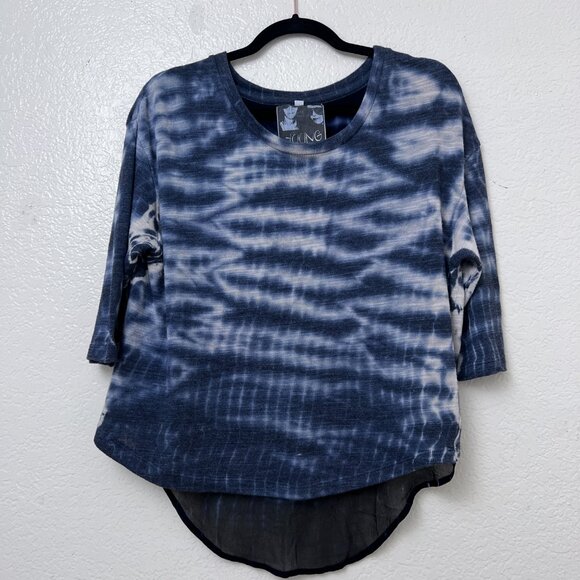 Young Fabulous & Broke Blue Tie Dye Hi-Low Top Small oversized Boho Mixed Media - Picture 3 of 11